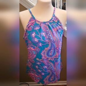 Ladies Size M Britt Vibrant Paisley Nylon Halter Top